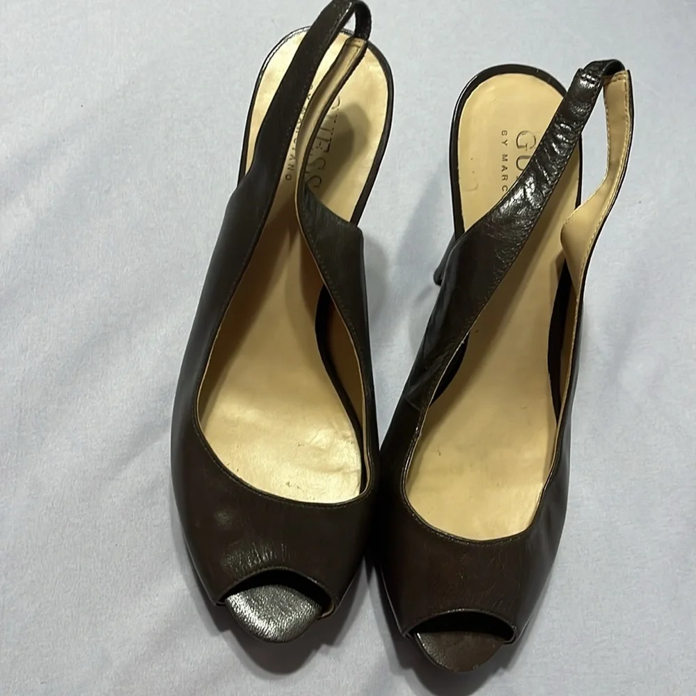 Brown Guess Peep Toe Platforms